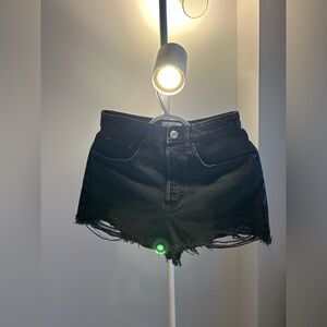 Zara Black Jean Shorts Distressed High-Waisted